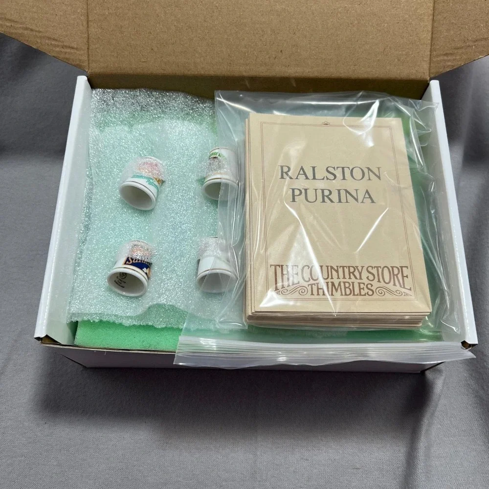 Franklin Mint Country Store Advertising Porcelain Thimbles Cards Vintage 80s Lot